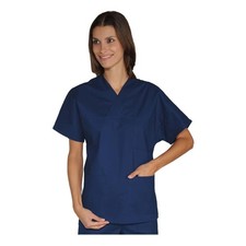 Blouse Médicale Unisexe Col V Bleu Nuit Manches Courtes - Isacco - OSS Infirmier