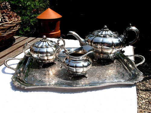 Service ancien métal argenté - métal,