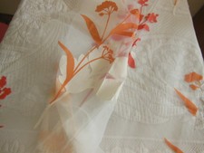 Coupon tissu luxe superbe voilage blanc orange blanc 93 cm sur 1 m 09 B6