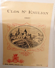 étiquette de vin 1937 clos st emilion