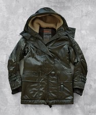 Veste vintage PRADA poches nylon parka manteau zippé vert astro capuche fourr...