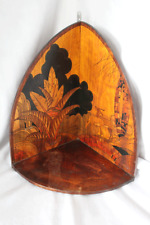 ANCIENNE ETAGERE ANGLE PYROGRAVEE DECOR NATURE