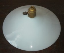 BUF1 - Ancien Abat Jour suspension en opaline blanche + griffe Luminaire 