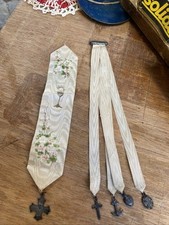 Lot Deux Anciens Marques Pages Religieux Pour Missel Médailles Argent 