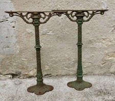 PIEDS TABLE FONTE, ancienne paire pieds table bistrot, fonte, rare, ART NOUVEAU