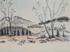 Aquarelle PAYSAGE de NEIGE-