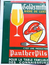 ANCIEN GLACOIDE GOLDSMITH BIÈRE DE LUXE PANTHERPILS SAUCISSE FROMAGE BEER PLATE