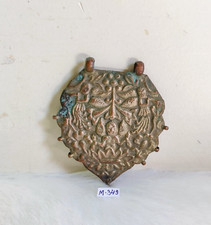 19c Vintage Main Estampé Apsara Ange Décoré Cuivre Amulette Pendentif Rare M347