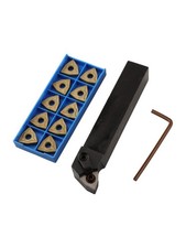 Kit de tournage de tour précis avec support 20 mm et 10 inserts en carbure WNMG
