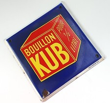 BOUILLON KUB  ANCIENNE PLAQUE PUBLICITAIRE ÉMAILLÉE  POUR EXPOSITION EN ÉPICERIE