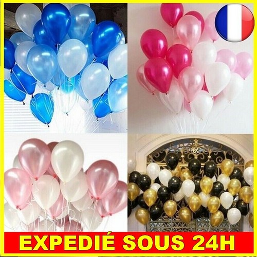 30pcs ballons noir latex - or,