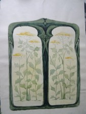 BELLE GOUACHE ORIGINALE DESSIN XX° ART NOUVEAU ORNEMENT FLEUR DECORATION  1900 c