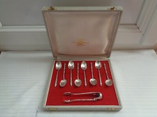 ECRIN 8 CUILLERES A MOKA + 1 PINCE A SUCRE METAL ARGENTE MODELE A LA RUSSE SFAM