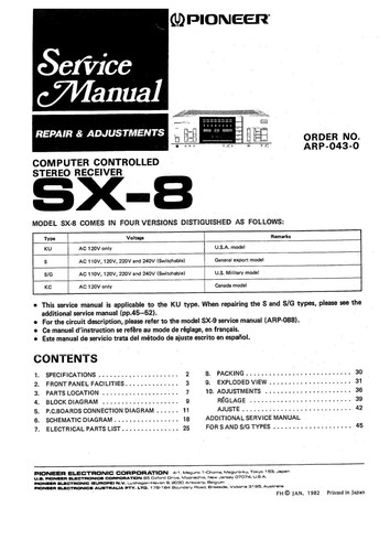 Manuel service pour pioneer - service,