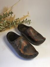 Paire de petits sabots breton décoratif en bois vernis