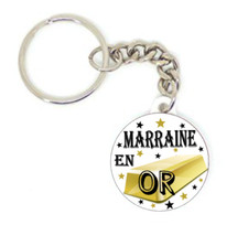 Porte clé badge marraine en