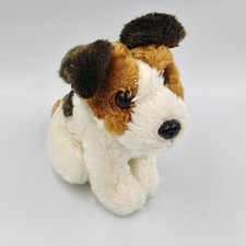 Peluche chien marron blanc