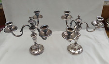 Paire de chandeliers en bronze argenté CHRYSALIA XXe siècle 3 branches H=24cm