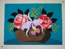 BEAU POCHOIR COULEUR FLEUR