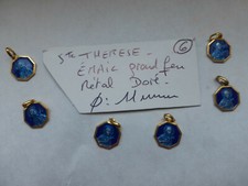 lot de 6 medailles ancienne Sainte Therese émail grand feu  enamel bleu  FR 1960