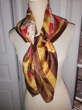FOULARD JEAN CLAUDE JITROIS COULEUR IMPRIME MARRON ROUGE