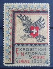ÉRINNOPHILIE ANCIENNE VIGNETTE TIMBRE EXPOSITION NATIONALE SUISSE GENEVE 1896