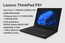 Lenovo ThinkPad P51 15,6" Core i7 2.9 GHz - NVMe 512 Go - 64 Go AZERTY
