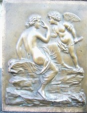 Sculpture Bas-relief Bronze "