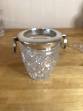 Seau À Glaçons verre Et Métal Argenté Poinçon 14 Cm Haut 12,5 Cm Diamètre
