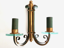 PAIRE APPLIQUE BRONZE DORÉ LAQUÉ VERT DISQUES VERRE ART DECO ARBUS ADNET LELEU ?