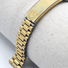 Bracelet De Rechange STEEL INOX Plaque Or  10 micron  14 mm /13,5 cm Swiss Made