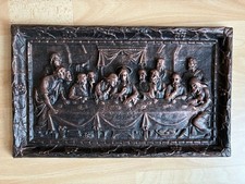 Plaque murale en bas-relief "La Dernière Cène" en cuivre