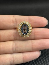 Ancienne Bague Plaqué Or  Alliance Anneaux Créateur zirconium Pierre Bleue