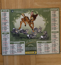 ALMANACH LA POSTE 2007  CALENDRIER dessin animé BAMBI