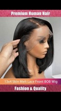 100% Black Bob Lace 13x8 Wig Human Hair Single Drawn