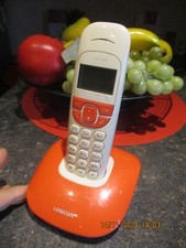 Ancien Téléphone sans fil Logicom Soly 150 Incomplet Couleur Orange sympa