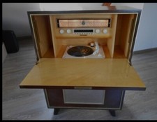 Meuble Radio TSF/ platine disque automatique Pathé Marconi 1055C 