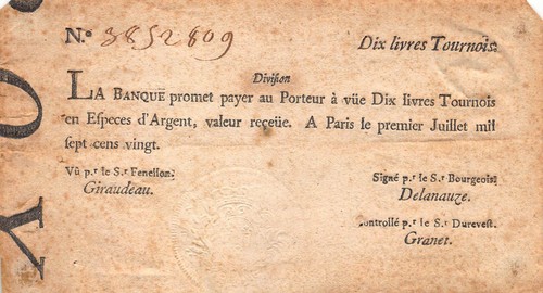 Billet banque law livres - banque, 10
