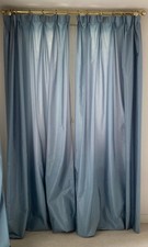 2 Double Rideaux Taffetas Bleu Ciel Blue Curtains Doppelte Gardinen Doppie Tende