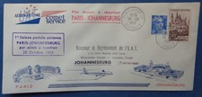 Enveloppe 1è liaison postale aérienne Paris-Johannesbourg avion à réaction 1953