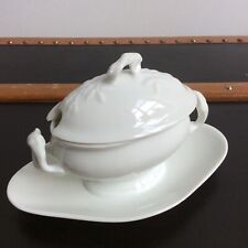 Ancien Moutardier Soupière Dinette Blanche Faïence Sarreguemines Creil