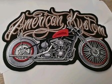 Patch Écusson Thermocollant Brodé Dorsal Moto American Custom L 25 Cm H 25 Cm