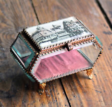 Petite boîte à Bijoux Coffret époque fin XIXème Verre biseauté Souvenir de PARIS