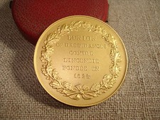Médaille ancienne en ARGENT Doré L'UNION Assurance Incendie  Bel Ecrin