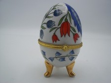 Objet Décoratif Vintage- Oeuf en Porcelaine sur Pieds Style Fabergé- Collection