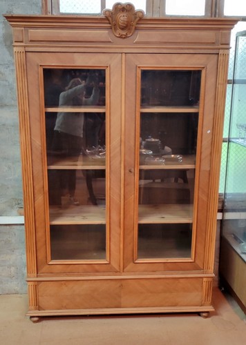 Vitrine bibliotheque noyer - vitrine,