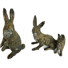 LIÈVRES EN PLOMB POLYCHROME