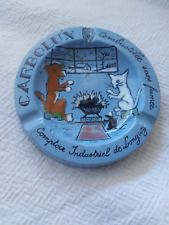 CENDRIER PUBLICITAIRE EN EMAUX , LONGWY , CARBOLUX ( CHIEN , CHAT )