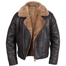 Veste aviateur marron cuir de mouton véritable peau de mouton marron B3...