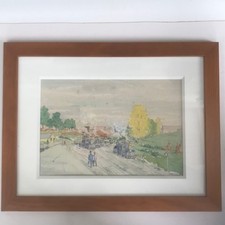 Oct. 1915 aquarelle militaire SOMME TOURBE (Marne)encadrée sous verre signée à G